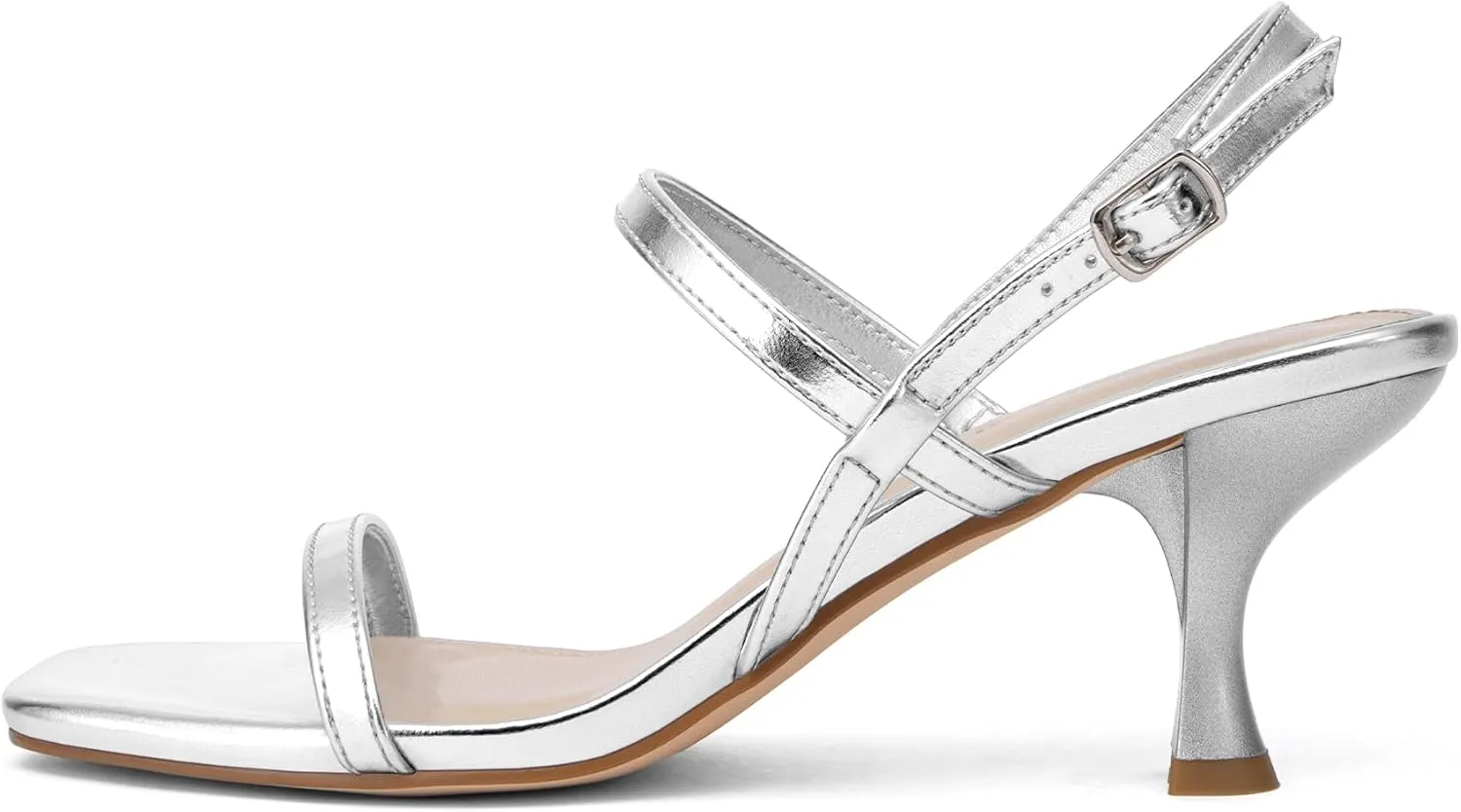 Women's Strappy Kitten Heel Sandals Square Open Toe Low Heel Buckle Ankle Strap Comfortable Fashion Wedding Party Dressy Shoes