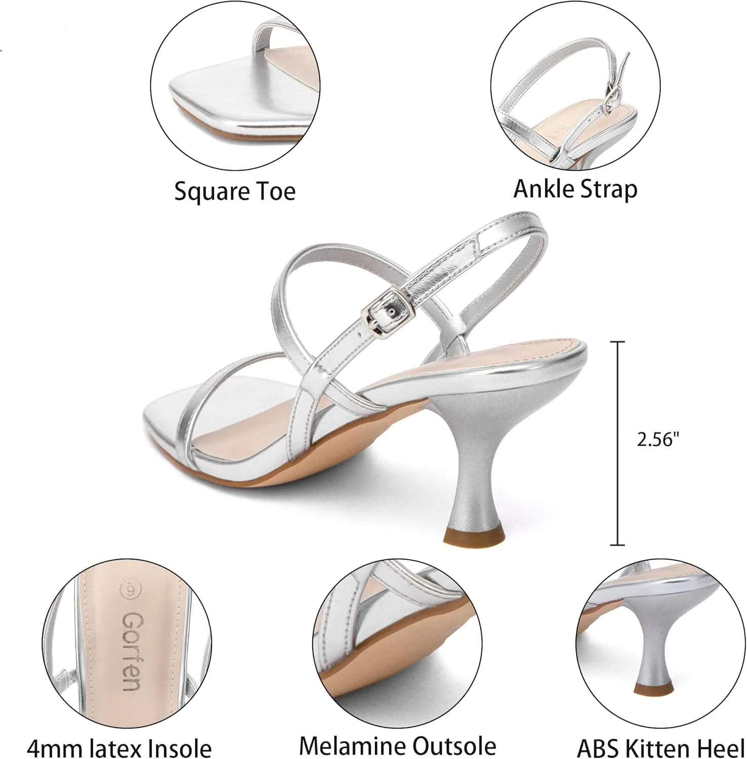 Women's Strappy Kitten Heel Sandals Square Open Toe Low Heel Buckle Ankle Strap Comfortable Fashion Wedding Party Dressy Shoes