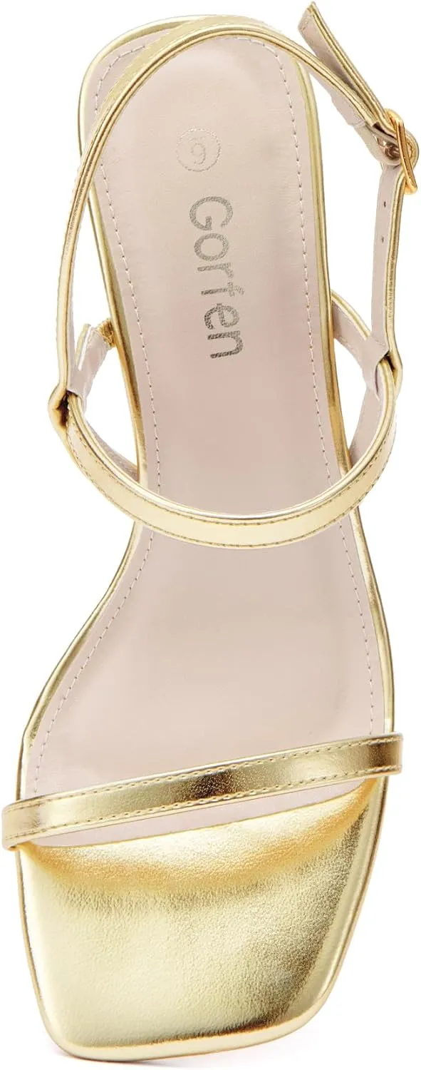 Women's Strappy Kitten Heel Sandals Square Open Toe Low Heel Buckle Ankle Strap Comfortable Fashion Wedding Party Dressy Shoes