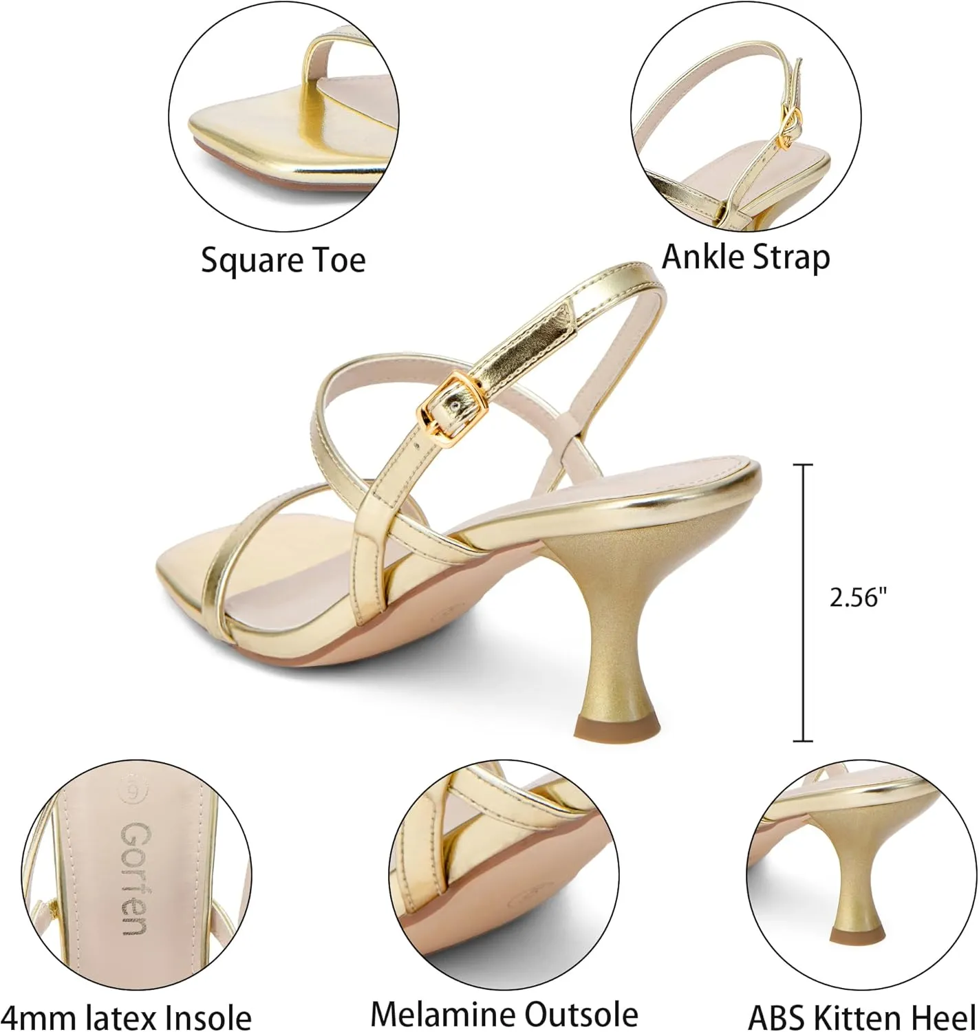 Women's Strappy Kitten Heel Sandals Square Open Toe Low Heel Buckle Ankle Strap Comfortable Fashion Wedding Party Dressy Shoes