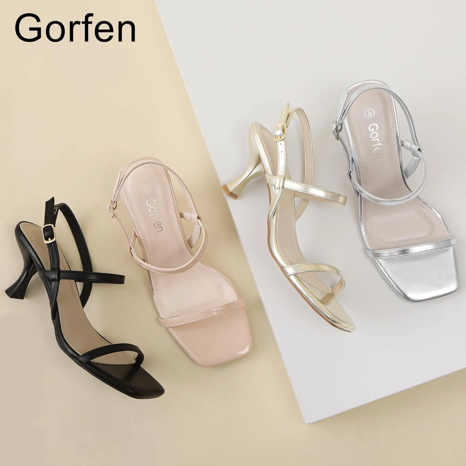 Women's Strappy Kitten Heel Sandals Square Open Toe Low Heel Buckle Ankle Strap Comfortable Fashion Wedding Party Dressy Shoes