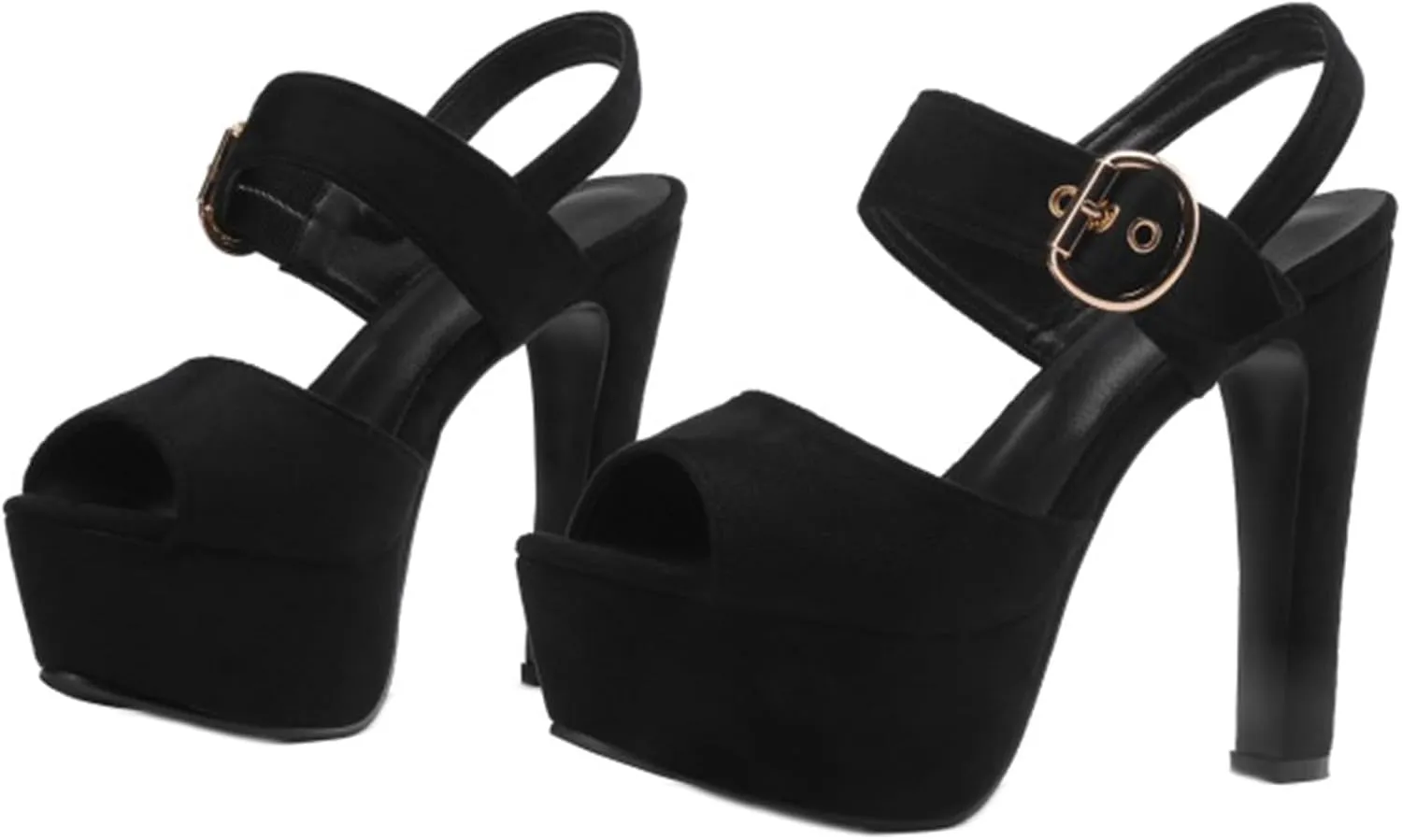 Women's Suede Ankle Strap Platform Heeled Sandals Fashion Sexy Open Toe Stiletto Dress Sandals Prom Wedding Evening Party High Heels