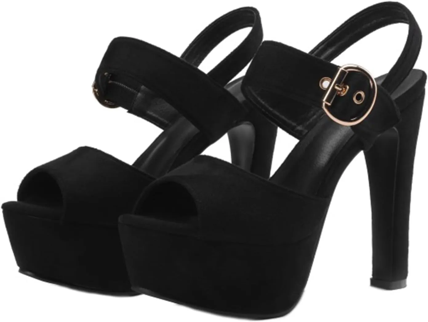 Women's Suede Ankle Strap Platform Heeled Sandals Fashion Sexy Open Toe Stiletto Dress Sandals Prom Wedding Evening Party High Heels