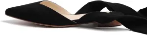 Women’s Suede Closed Pointed Toe Flats Elegant Wrap Around Ankle Strap Lace Up Ballet Shoes Low Heel Slingback Dress Wedding Party Sandals