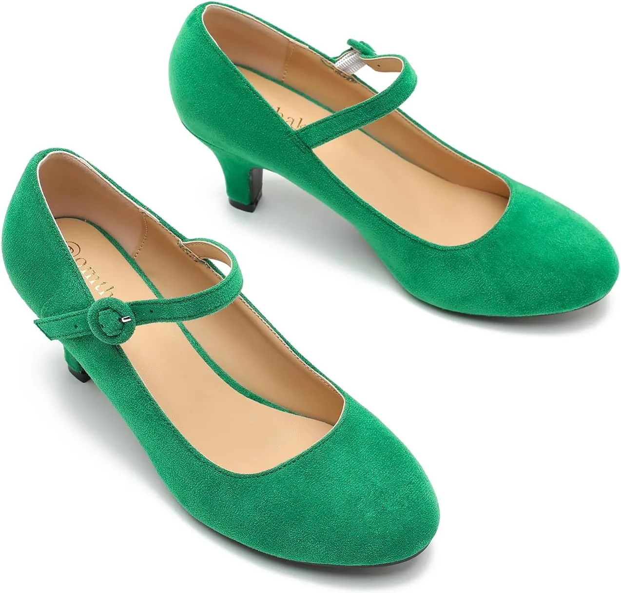 Women's Vintage Mary Jane Shoes Dress Comfortable Low Kitten Heels Ankle Strap Closed Round Toe Office Work Wedding Pumps