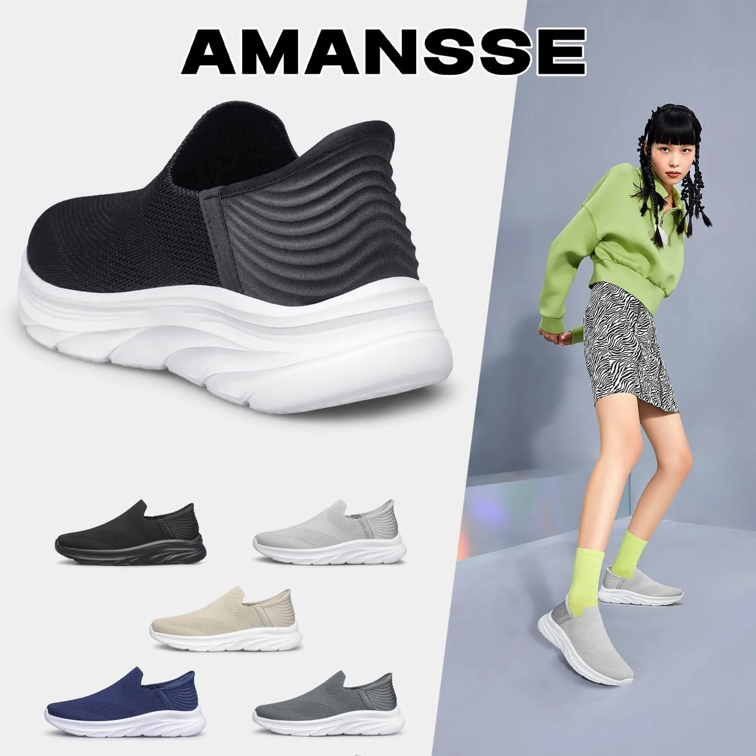 Women's Walking Shoes Slip On Sneakers Comfort Lightweight Non Slip Workout Gym Nurse Shoes