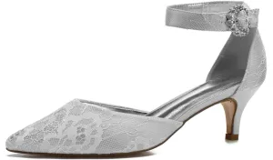 Women's Wedding Shoes, 7 cm Elegant lace Beaded Flowers Pointed Toe Stiletto Pumps, Wedding Party Evening Daily Dress Office Bridal Sandals