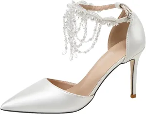 Women's Wedding Tassel Chain High Heel Sandals, Thin Heel Bridal Party Shoes