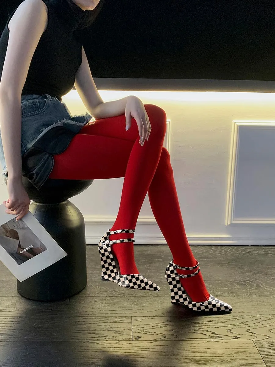 Women's Wedge Heel Pumps High Heel Pumps Stylish Pointed Toe Heels for Women Comfortable Wedge Heels Office Dressy 3.4 Inch Mary Jane Shoes