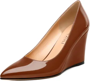 Womens Wedge Heel Pumps Shoes, Pointed Toe High Heel Dress Shoes for Women 3.3"