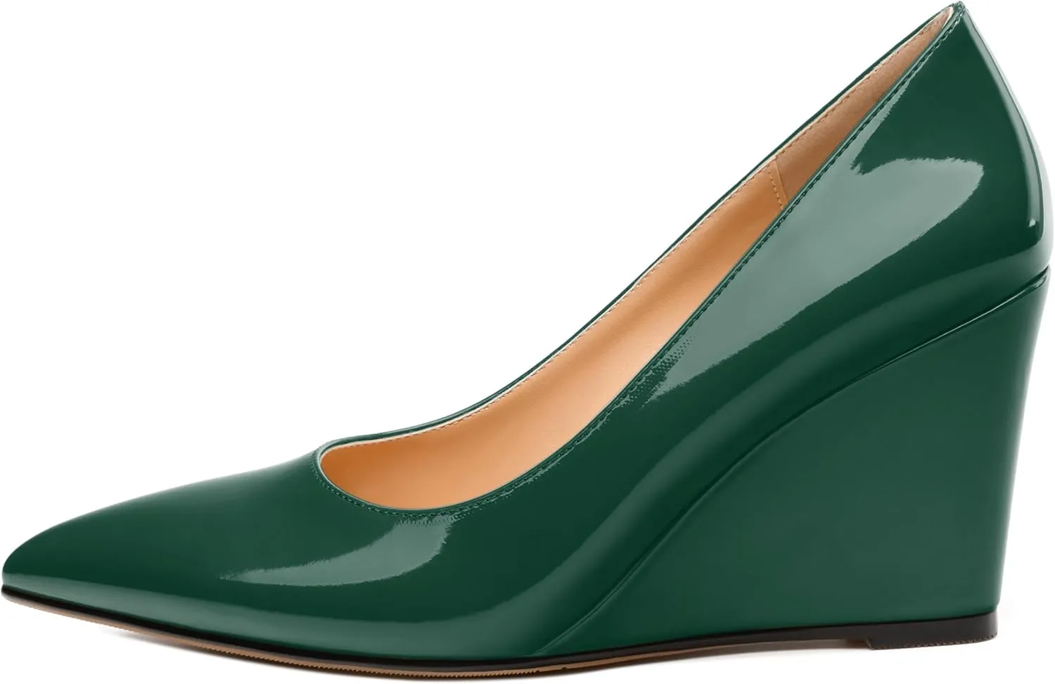 Womens Wedge Heel Pumps Shoes, Pointed Toe High Heel Dress Shoes for Women 3.3"