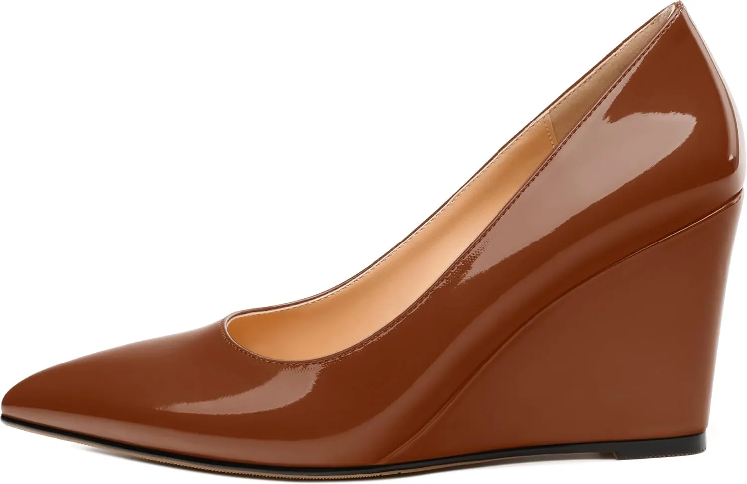 Womens Wedge Heel Pumps Shoes, Pointed Toe High Heel Dress Shoes for Women 3.3"