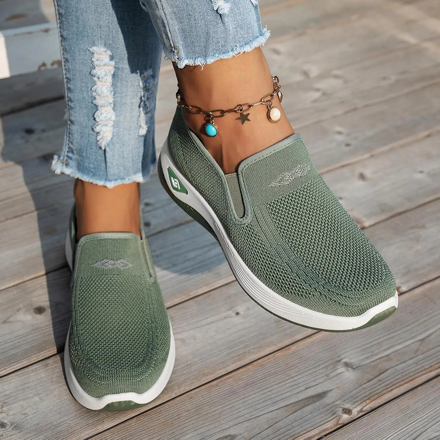 Women's Woven Orthopedic Breathable Soft Shoes Go Walk Slip on Shoes Diabetic Foam Shoes Hands Free Slip on Sneakers with Arch Support for Women