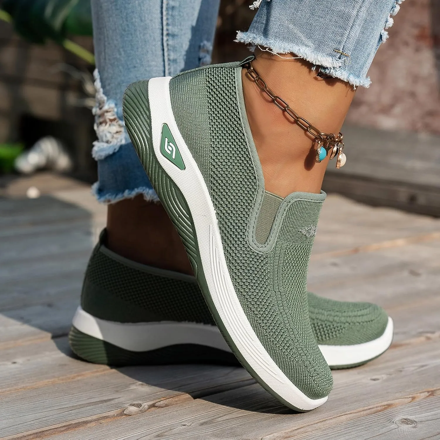 Women's Woven Orthopedic Breathable Soft Shoes Go Walk Slip on Shoes Diabetic Foam Shoes Hands Free Slip on Sneakers with Arch Support for Women