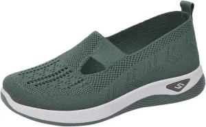 Women's Woven Orthopedic Breathable Soft Shoes Go Walking Arch Support Slip on Diabetic Foam Shoes Slip in Sneakers