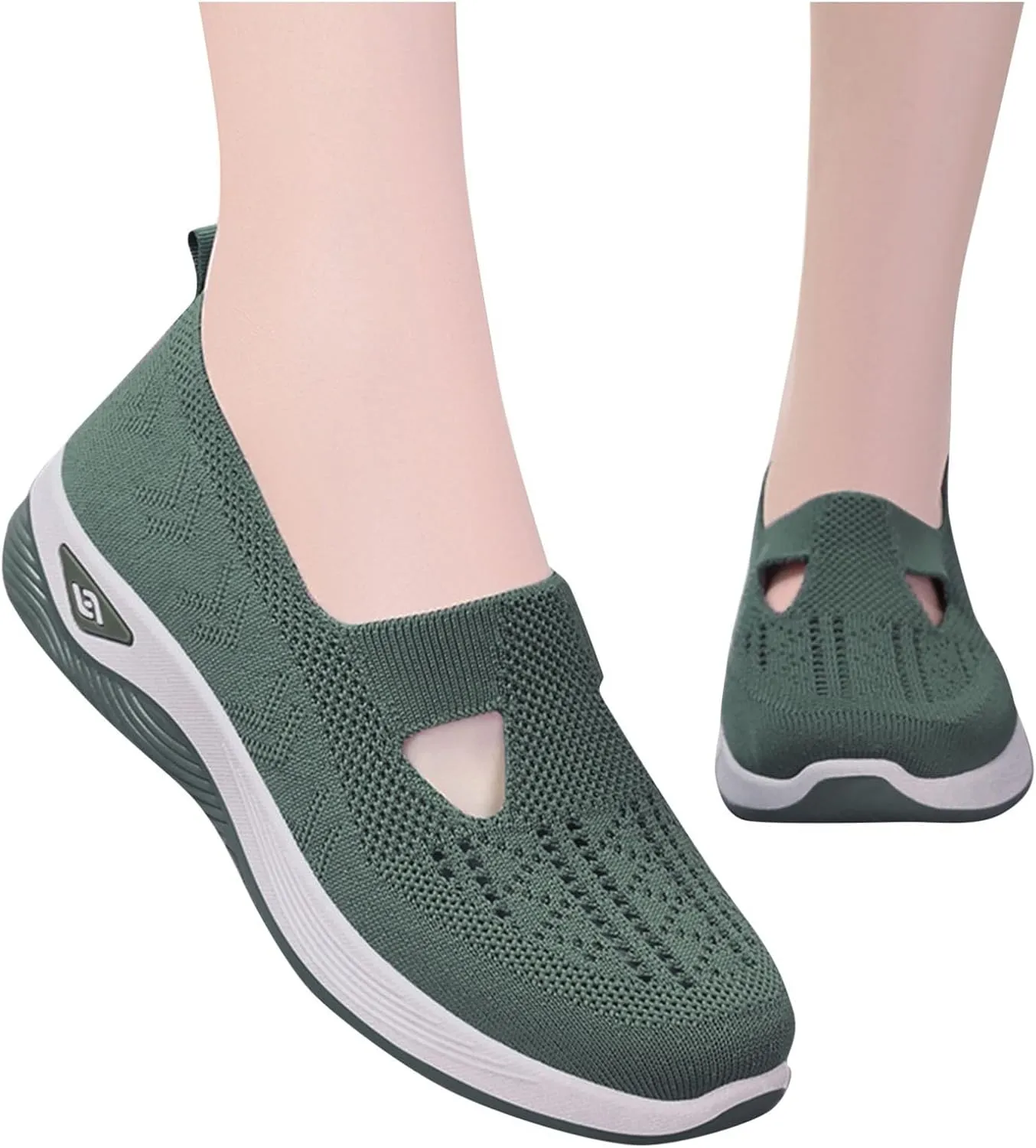 Women's Woven Orthopedic Breathable Soft Shoes Go Walking Arch Support Slip on Diabetic Foam Shoes Slip in Sneakers