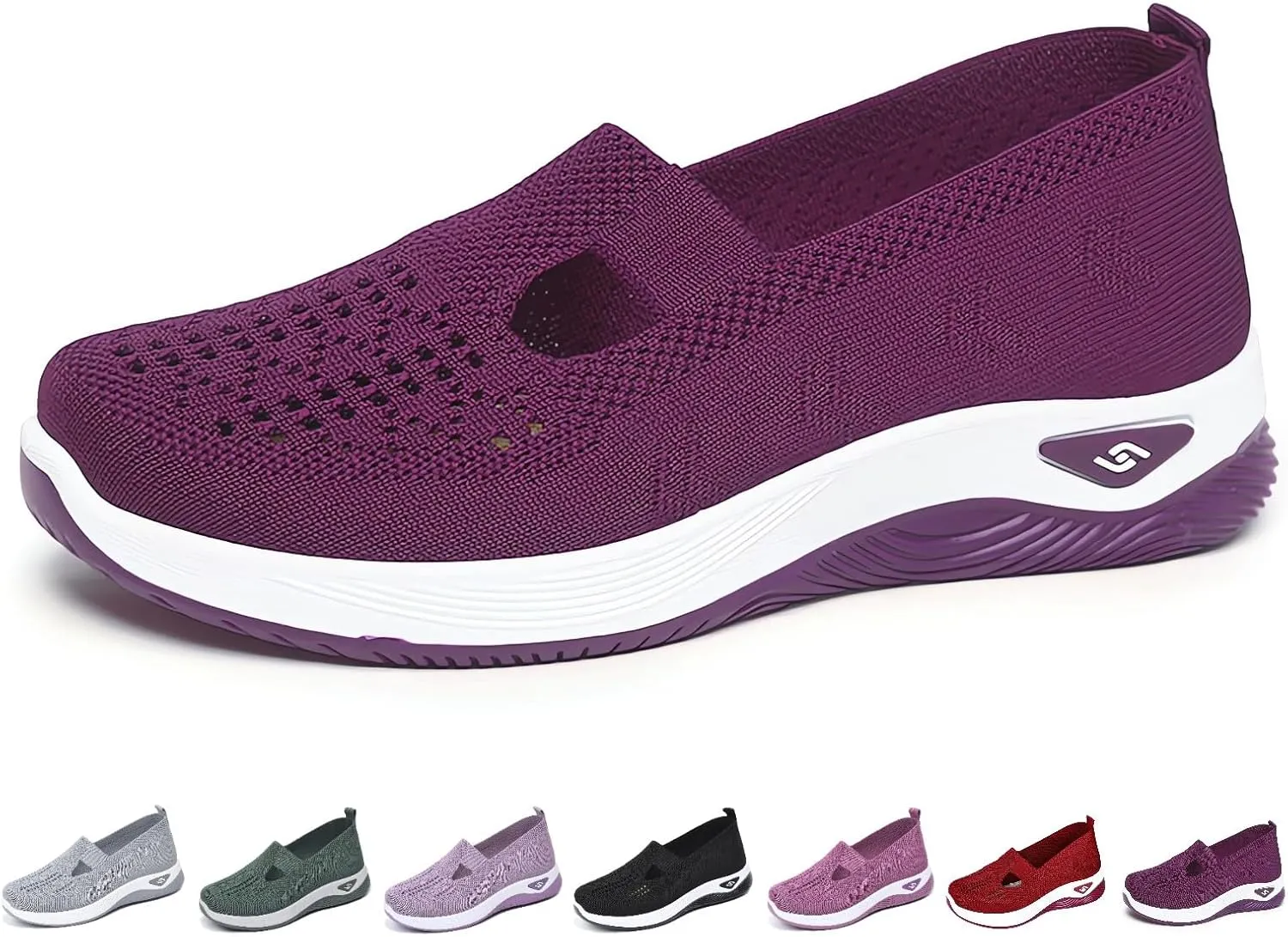 Women's Woven Orthopedic Breathable Soft Shoes Go Walking Slip on Diabetic Foam Shoes Hands Free Slip in Sneakers Arch Support
