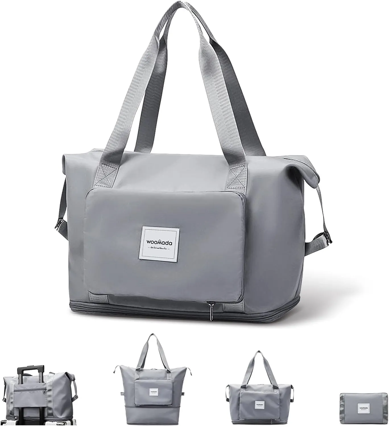 WOOMADA Foldable Travel Duffel, Weekender & Carry-On Bag with Expandable Space