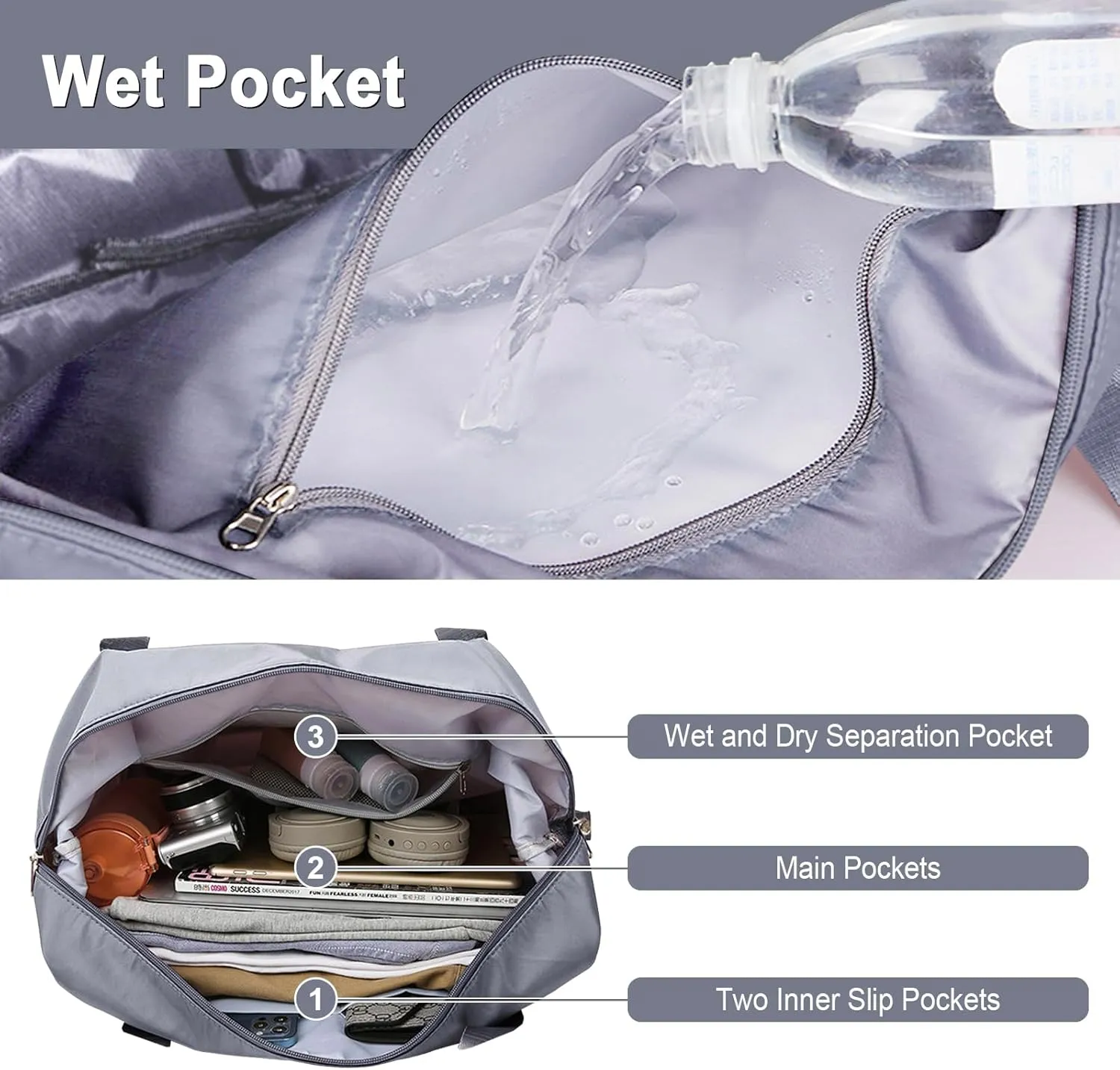 WOOMADA Foldable Travel Duffel, Weekender & Carry-On Bag with Expandable Space