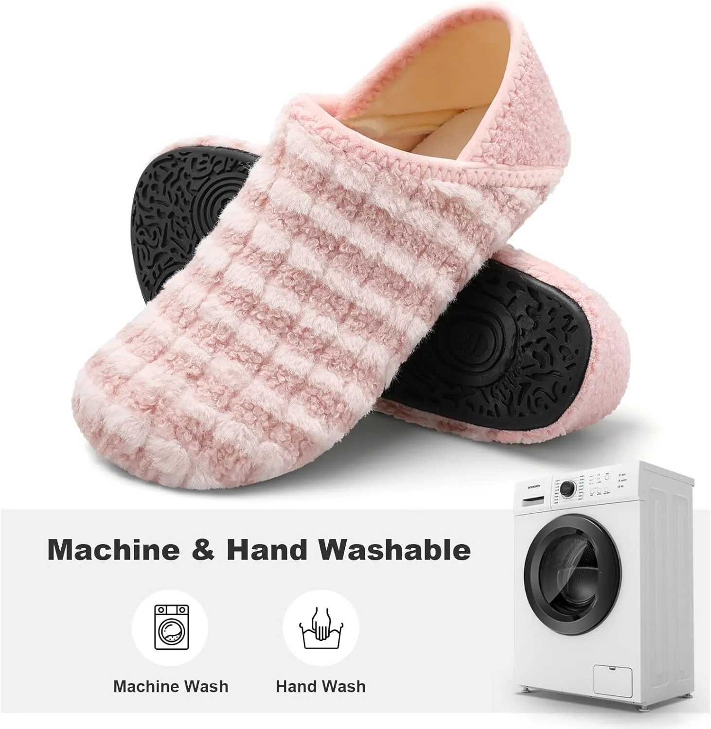XIHALOOK House Slippers for Women Men Cozy Sock Shoes with Soft Rubber Sole Slip On for Indoor/Outdoor