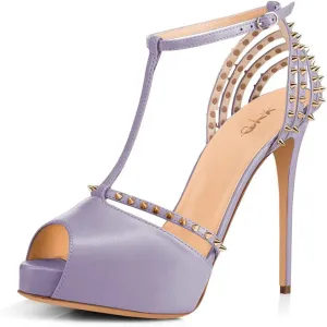 XYD Night Club Sexy Platform High Heel Stiletto Spikes Studded Peep Toe T-strap Chic Sandals Shoes for Women