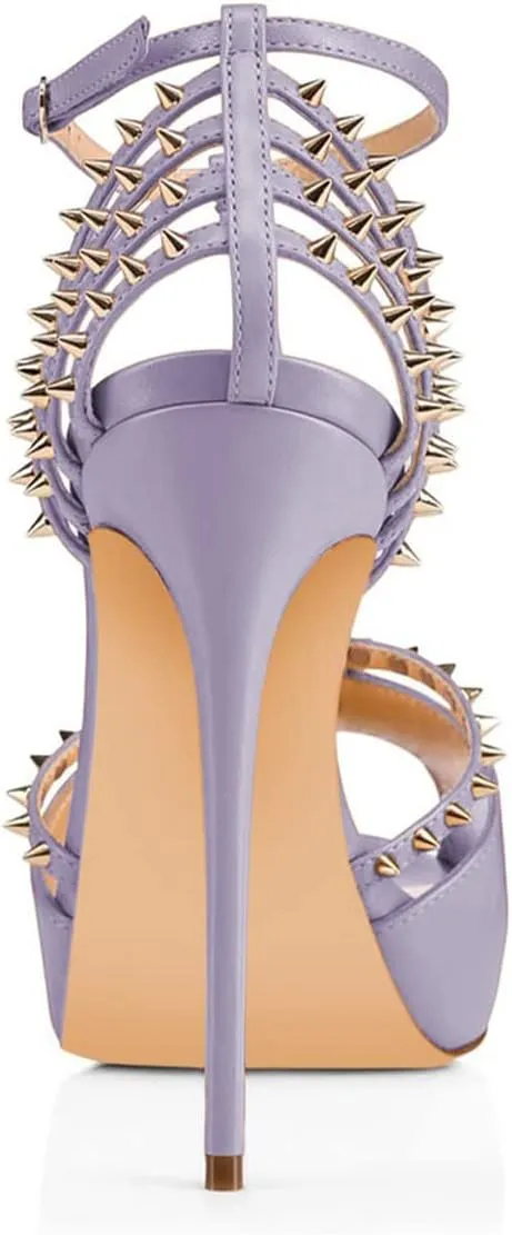 XYD Night Club Sexy Platform High Heel Stiletto Spikes Studded Peep Toe T-strap Chic Sandals Shoes for Women