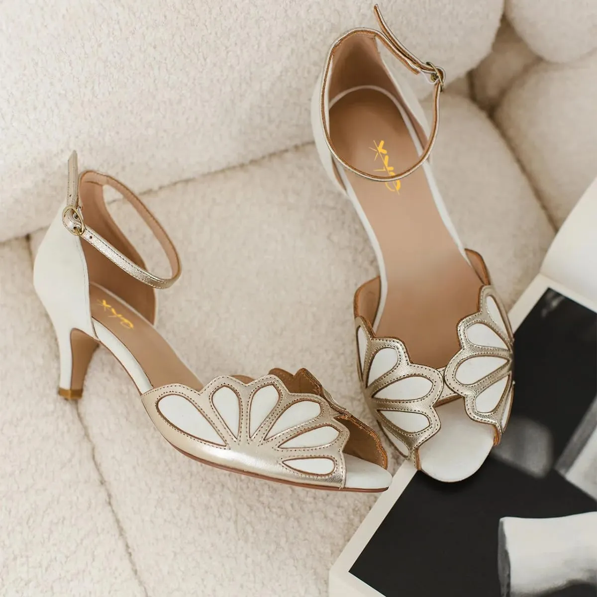 XYD Women Dance Ballroom Latin Jazz Sandals Kitten Heels Peep Toe Ankle Strap Butterfly Bridal Evening Fancy Pumps Shoes