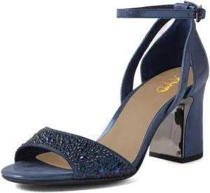 XYD Women Open Toe Bridal Wedding Sandals Shiny Crystals Block Low Heels Ankle Strap Pumps with Buckle Dress Shoes