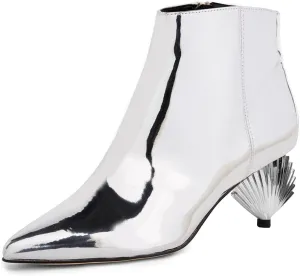XYD Women Scallop Low Heel Ankle Boots Pointed Toe Side Zipper Fashion Party Dress Bootie Shoes