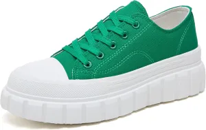 yageyan Womens Platform Sneakers Canvas Shoes for Women White Low Top Classic Casual Tennis Shoes