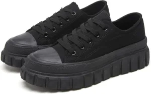yageyan Womens Platform Sneakers Canvas Shoes for Women White Low Top Classic Casual Tennis Shoes