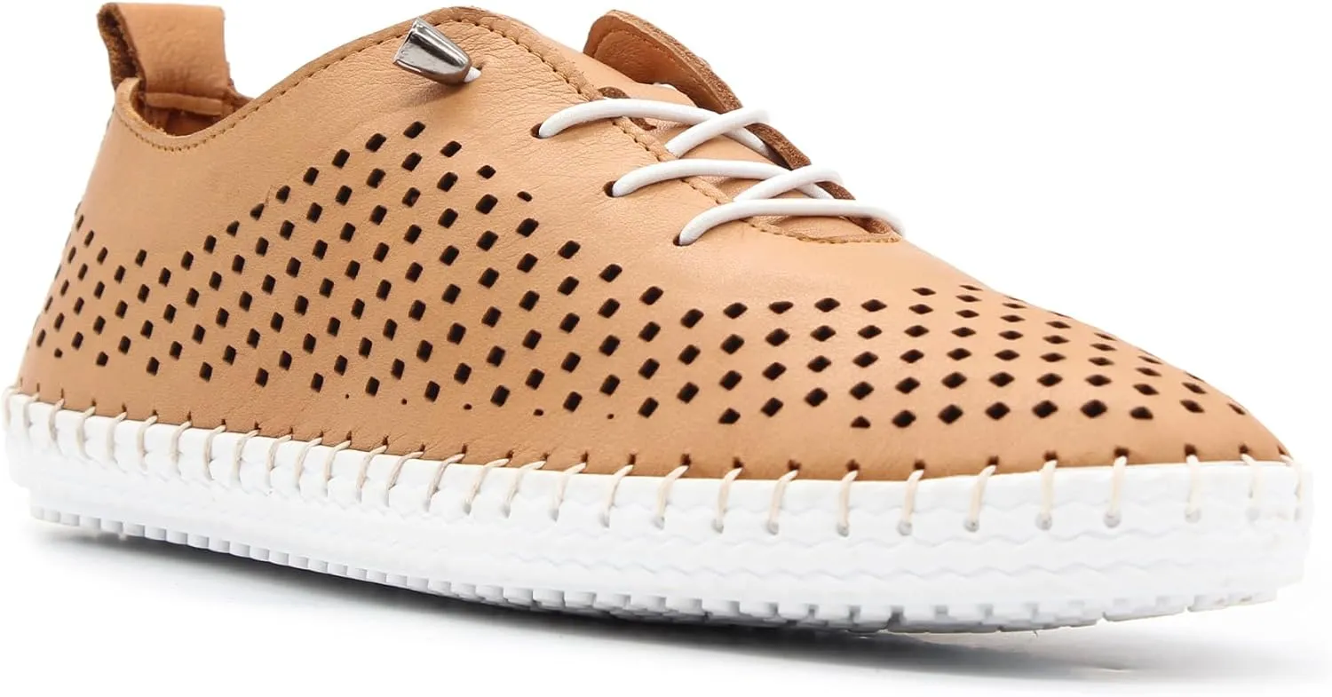 Yalova Women's Elastic Slip-On Shoes – Soft Perforated Leather, Handstitched Summer Shoe | Made in Turkey |