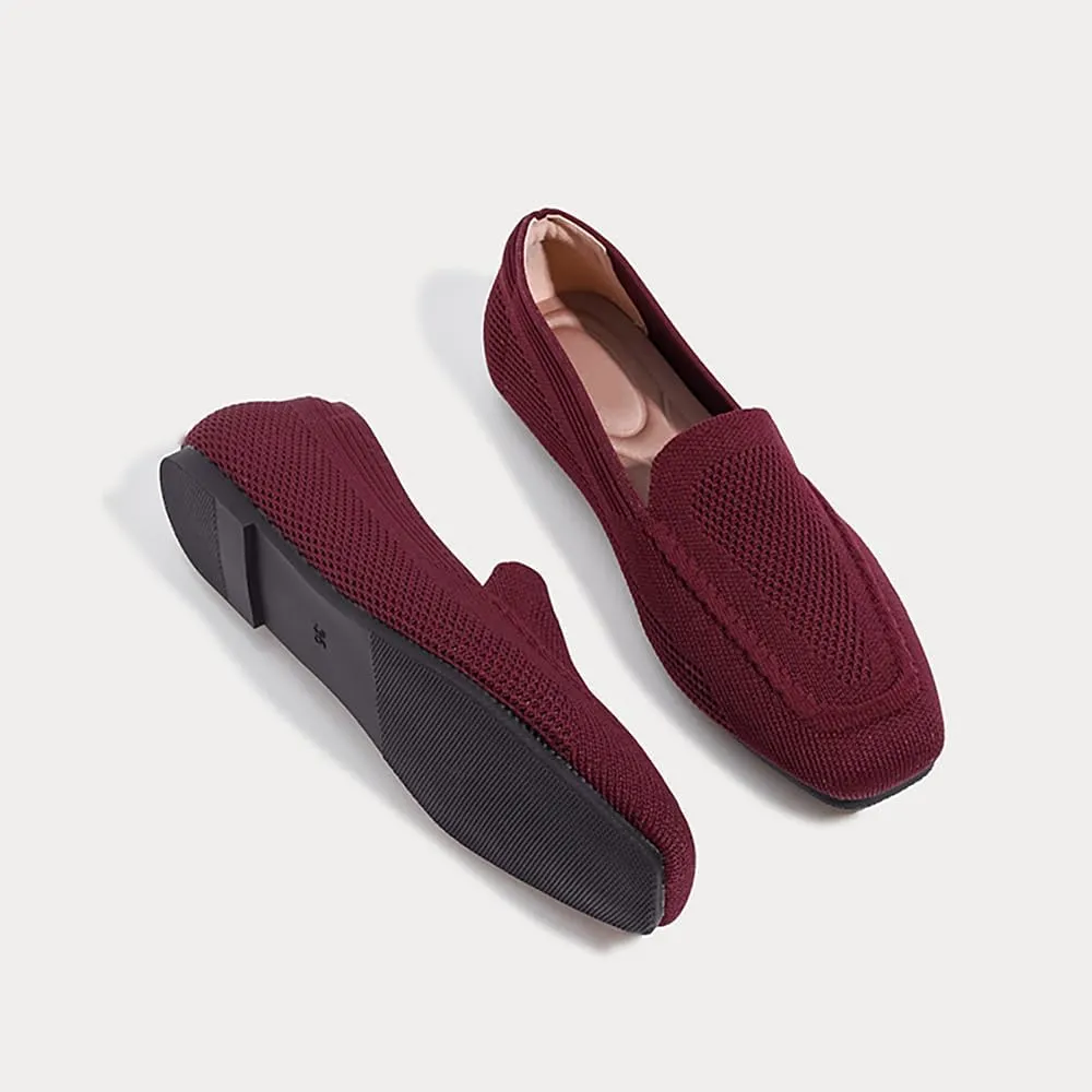 YING LAN Womens Knit Ballet Flats Shoes,Ladies Comfortable Square-Toe Dress Shoes Casual Slip On Soft Ballerina Walking Flats Shoes