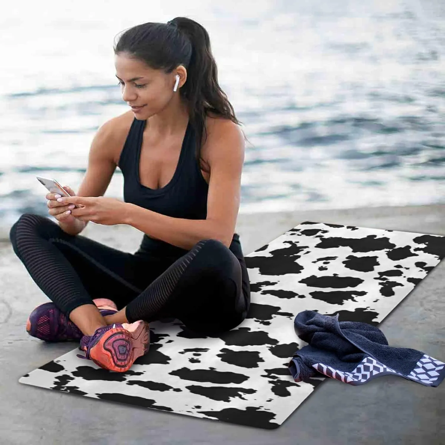 Yoga Mat Non Slip Rubber Fitness Safe Exercise Mat with Bag Durable Folding Workout Mat for Pilates and Floor Exercises