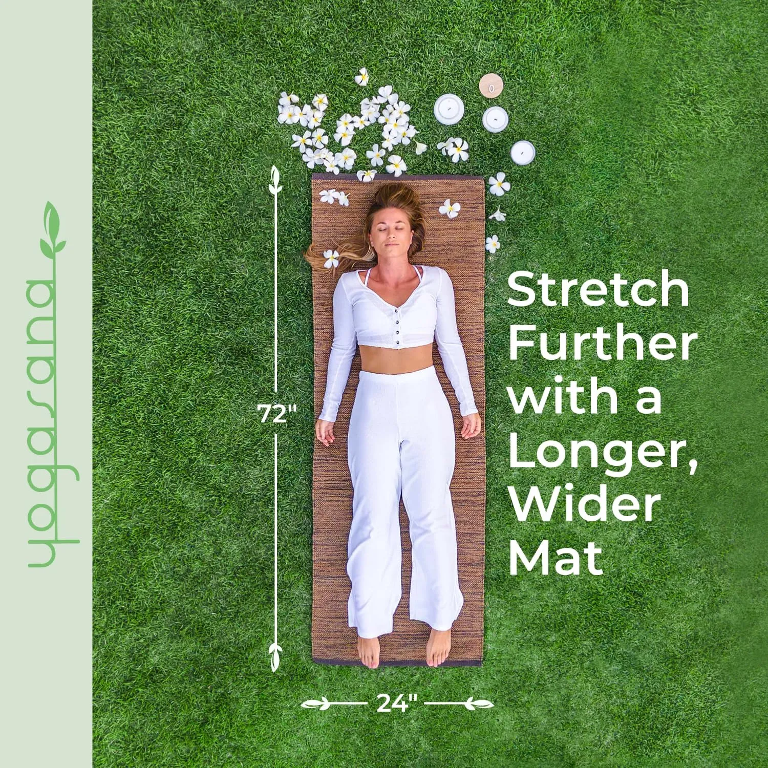 Yogasana Organic Cotton Yoga Mat - Non Slip Hand-Woven Foldable Yoga Rug Provides Excellent Comfort, Traction & Support - Travel Extra Thick Yoga Mats for Indoor & Outdoor Use - 24 x 72 Inches