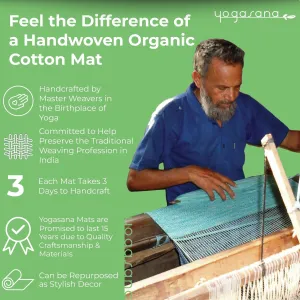 Yogasana Organic Cotton Yoga Mat - Non Slip Hand-Woven Foldable Yoga Rug Provides Excellent Comfort, Traction & Support - Travel Extra Thick Yoga Mats for Indoor & Outdoor Use - 24 x 72 Inches