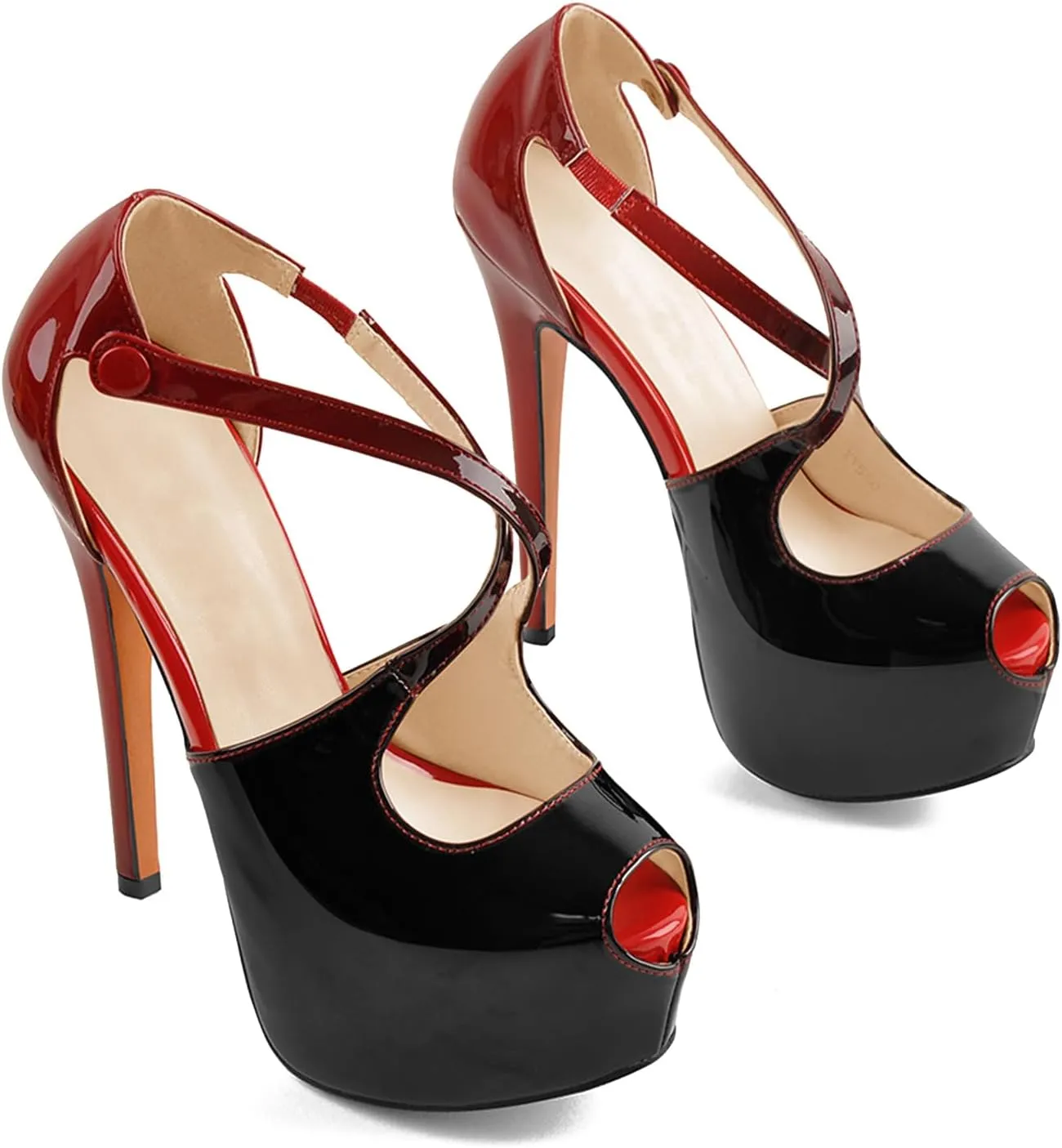 Yolkomo Platform Heels for Women Ankle Strap Stiletto High Heel Sandals