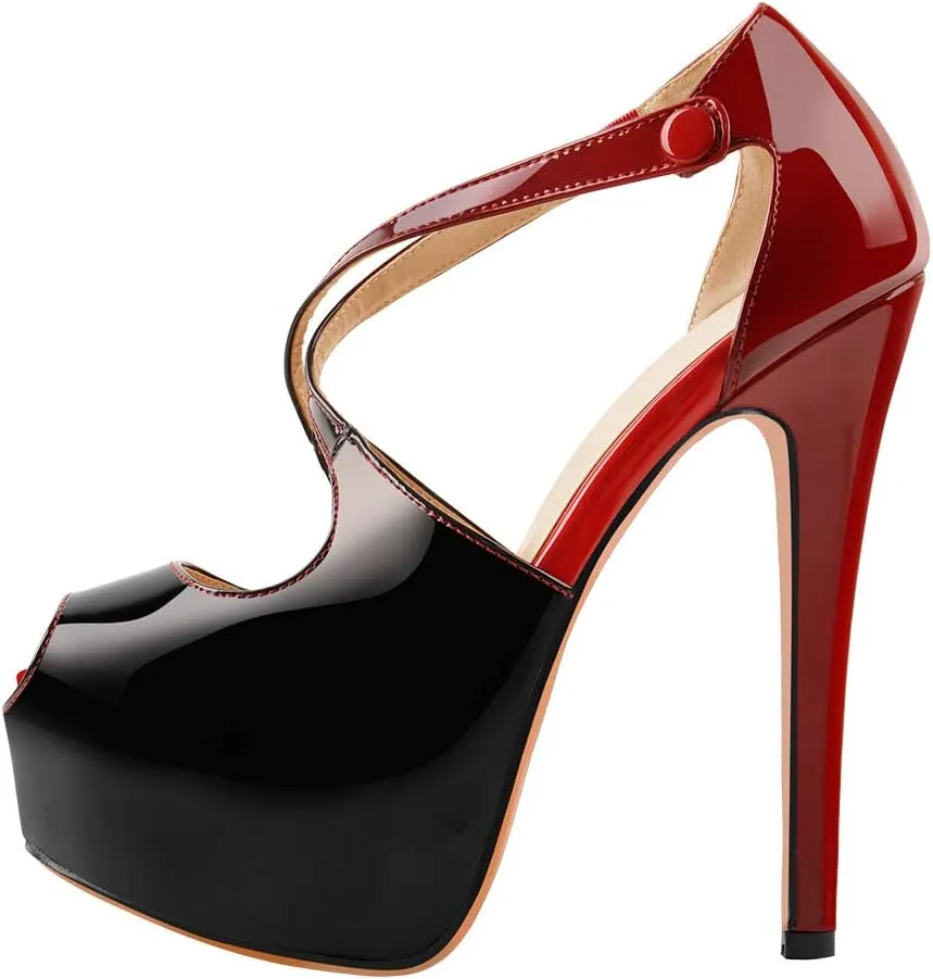 Yolkomo Platform Heels for Women Ankle Strap Stiletto High Heel Sandals