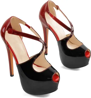 Yolkomo Platform Heels for Women Ankle Strap Stiletto High Heel Sandals