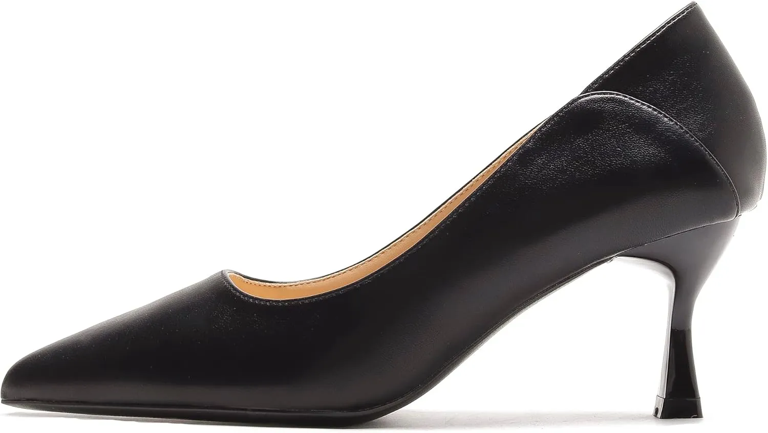 YooPrettyz Women's Pointed Toe Leather Slip On Kitten Low Heel Pumps Office Work Dress Foldable Shoes 2 Inch