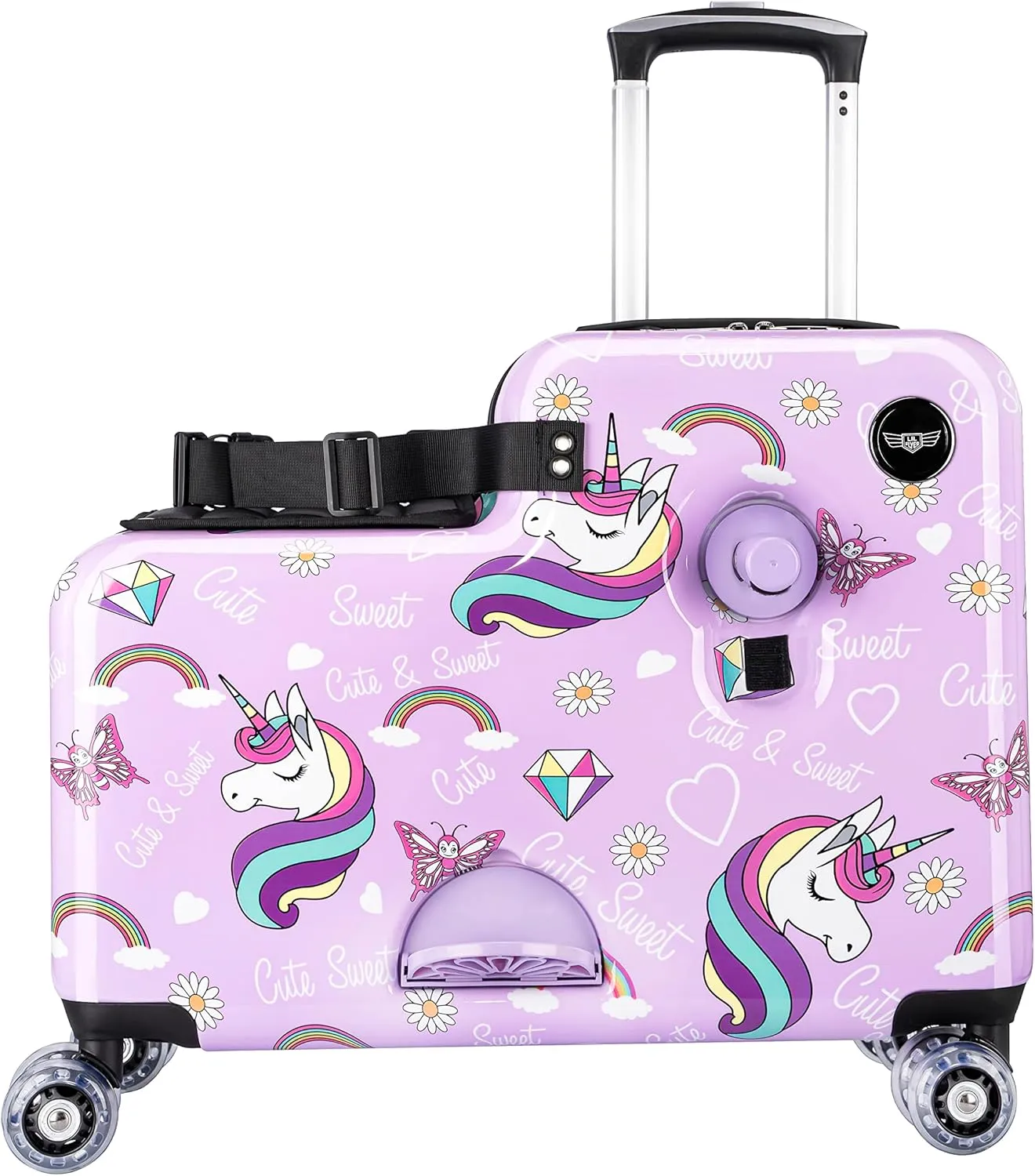 Younglingz Lil Flyer 20'' kid ride on suitcase child stroller spinner luggage (Glam)