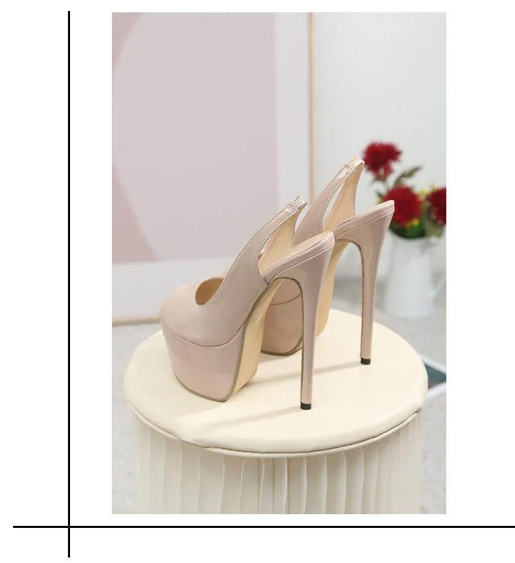 Your Shiny Clothes 16 cm Patent Leather Platform Peep Toe Heels
