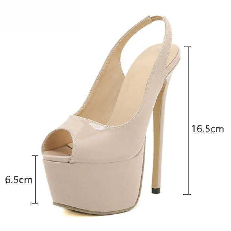Your Shiny Clothes 16 cm Patent Leather Platform Peep Toe Heels