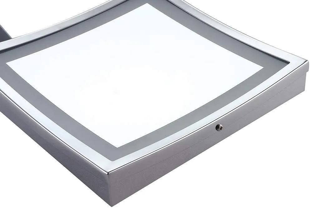 ZADIKO Makeup Mirror Bathroom Wall-Mounted Square Metal Foldable Retractable Rotary Beauty Mirror 9 Inches