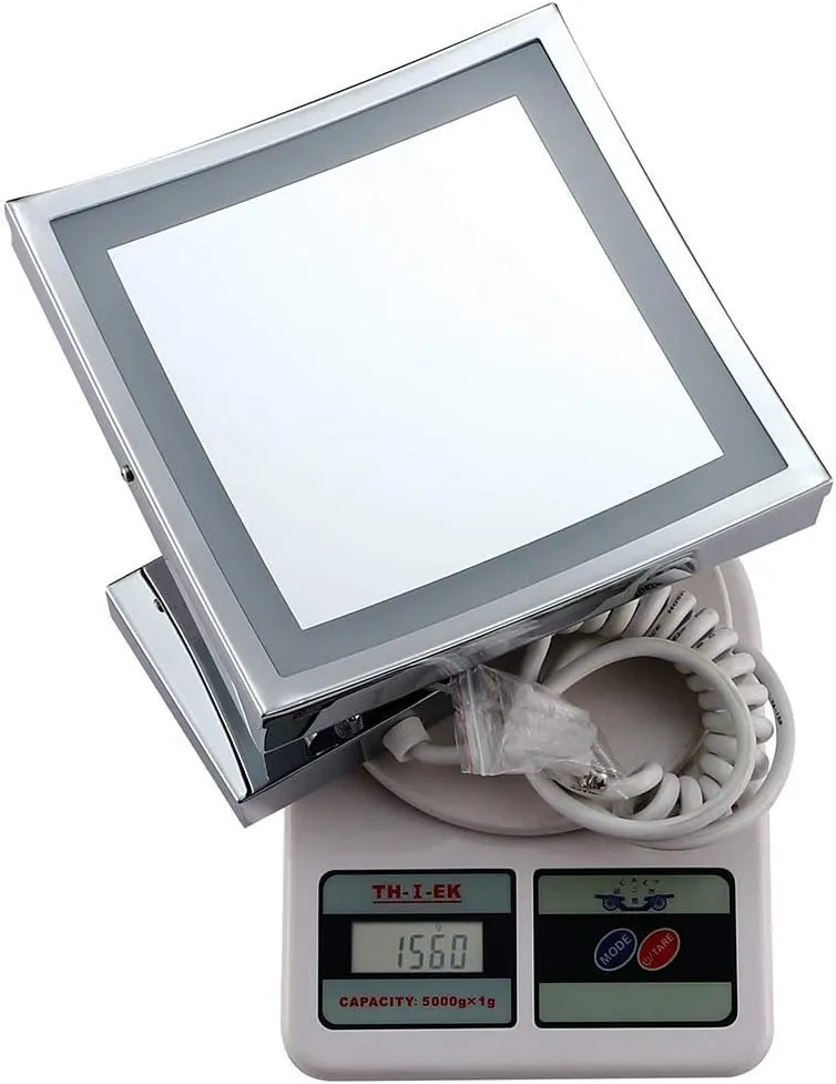 ZADIKO Makeup Mirror Bathroom Wall-Mounted Square Metal Foldable Retractable Rotary Beauty Mirror 9 Inches