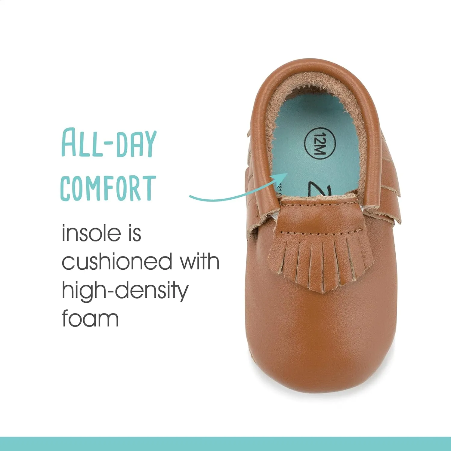 Zutano Unisex Baby Leather Moccasins, Slip Resistant, Soft-Sole Stay On Baby Shoes