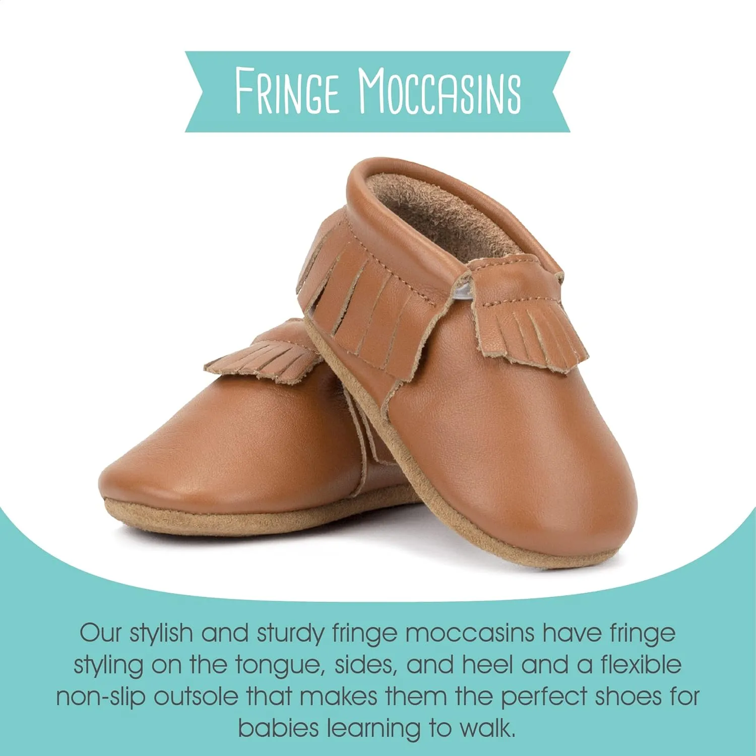 Zutano Unisex Baby Leather Moccasins, Slip Resistant, Soft-Sole Stay On Baby Shoes